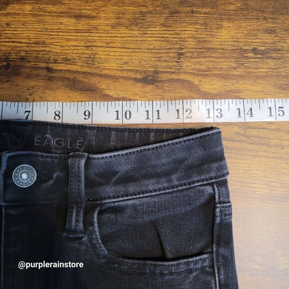 American Eagle Jeans 4 Jegging Super Hi Rise 360 Next Level Stretch Black Wash - Picture 7 of 12